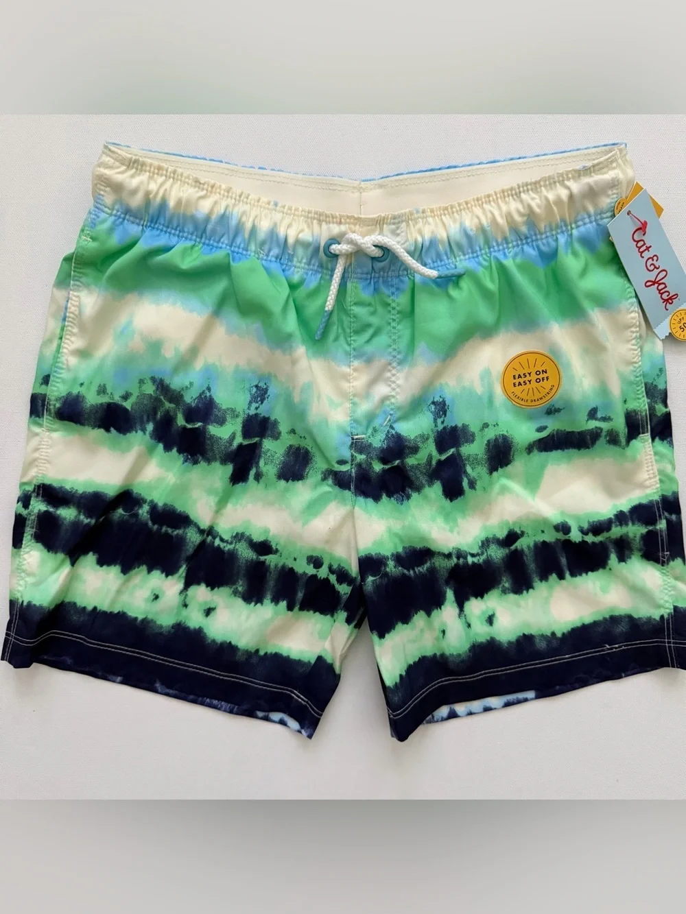 Cat & Jack Green Navy Tie-Dye Kids Swim Trunks Size M (8) HUSKY